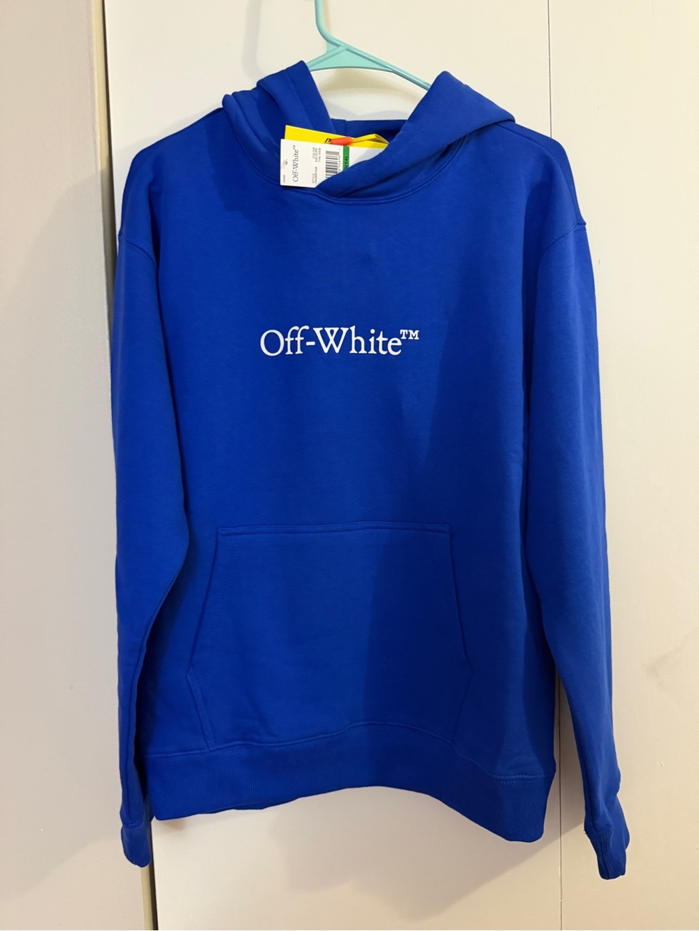Off-White Royal Blue Logo Pullover Hoodie - KIDS SIZE L- Retails $295 - NWT